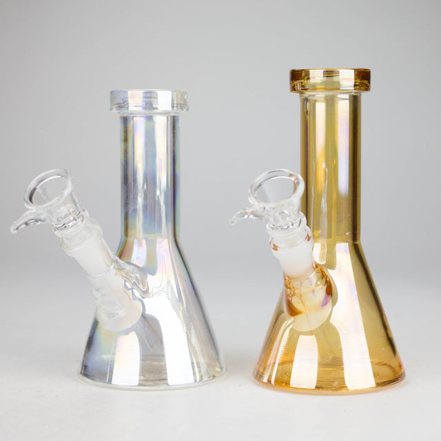 6" Heavy Shiny Beaker Bong with Down Stem Glass Bong HALLO GLASS