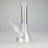 8" Shiny Beaker Bong Double Ring with Handle Slide, Glass Bong HALLO GLASS