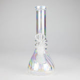 8" Shiny Beaker Bong Double Ring with Handle Slide, Glass Bong HALLO GLASS