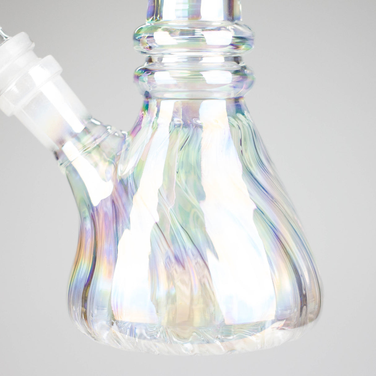 8" Shiny Beaker Bong Double Ring with Handle Slide, Glass Bong HALLO GLASS