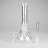 8" Shiny Beaker Bong Double Ring with Handle Slide, Glass Bong HALLO GLASS