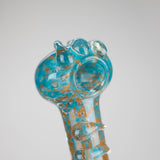 (2pc Set) 5" Peanut, three horns Multi Color Glass Pipe HALLO GLASS