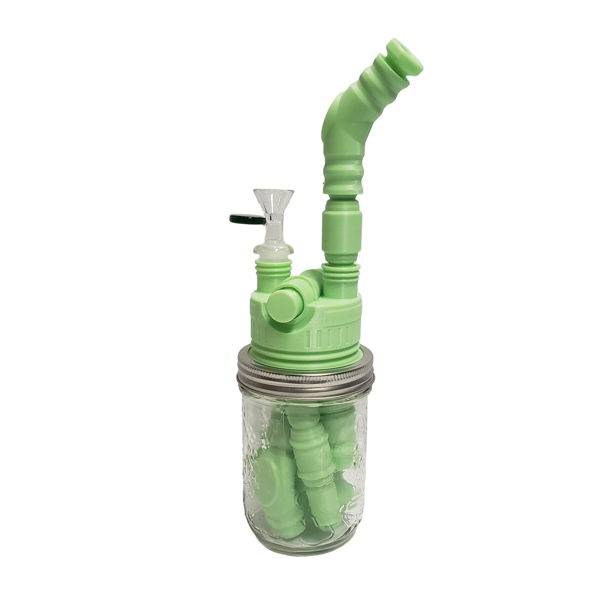 MCS | Single Jar Modular Cannabis System – Compact & Expandable Starter Kit Resin · Silicone · Plastic Bong C4 Hydroponics Ltd. Green - Glow in the dard