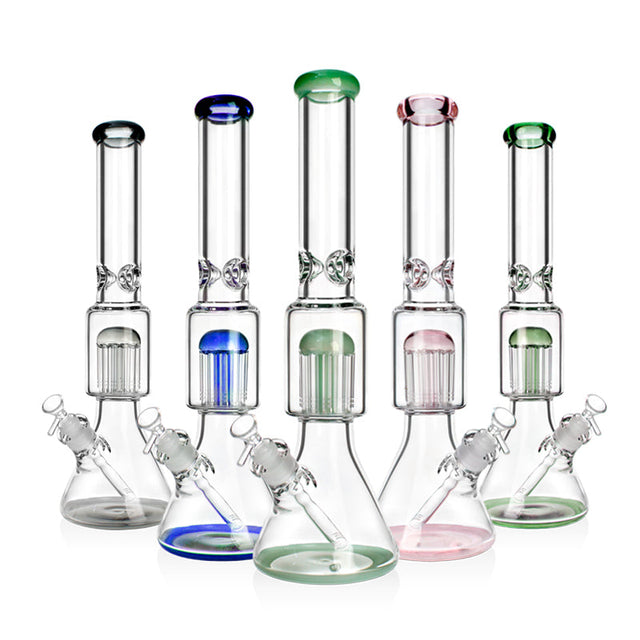 17.5" 9mm 12 Tree Arm Perc Beaker Bong Glass Bong Small Biz Distributors