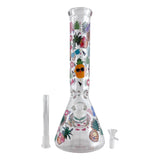 14" Glass Beaker Bong – 7mm Thick with Sticker Art Designs Glass Bong Super Supplys Inc