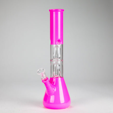 12" Double Perc Fancy Glass Water Bong – Assorted Colors Glass Bong RMG WHOLESALE
