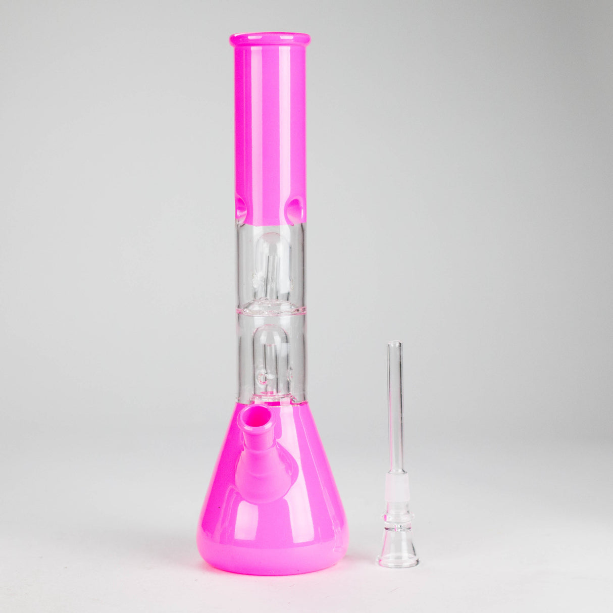 12" Double Perc Fancy Glass Water Bong – Assorted Colors Glass Bong RMG WHOLESALE