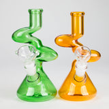 8" Zigzag Glass Bong – Assorted Colors Glass Bong RMG WHOLESALE