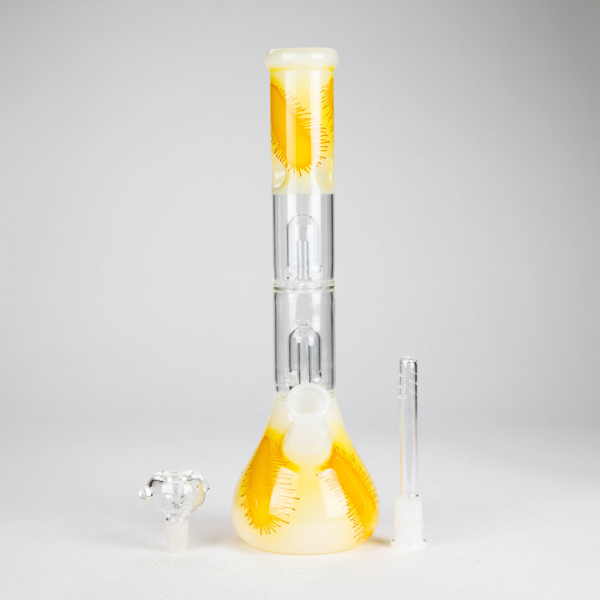 12" Double Perc Glass Water Bong – Fungus Design (Assorted Colors) Glass Bong RMG WHOLESALE