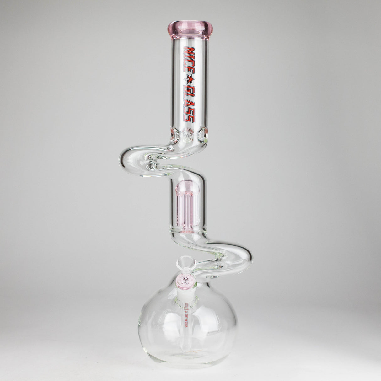 NG | 18" Double Zong 4-Arm Perc Beaker [G2232] Glass Bong High-End Brands Glass PINK