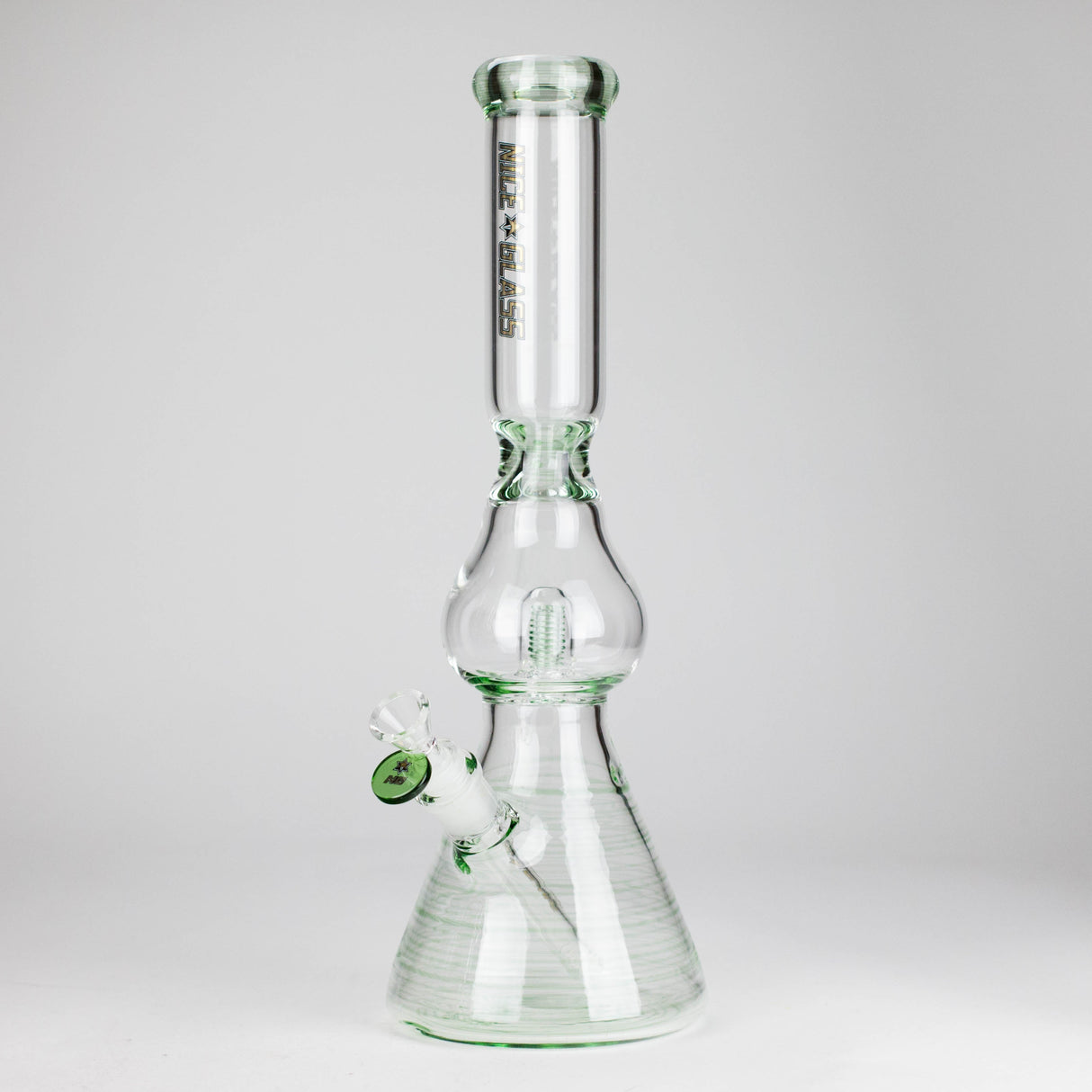 NG | 16" Pear Shape Tube with UFO Perc [BO-066] Glass Bong High-End Brands Glass GREEN