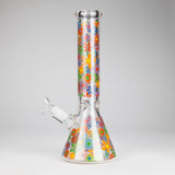 14″ 7mm Glass Beaker Bong with Assorted Flower Design & Ice Catcher Glass Bong 777 Smoke