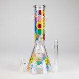 10″ Smile Flower Design Glass Beaker Bong Glass Bong 777 Smoke