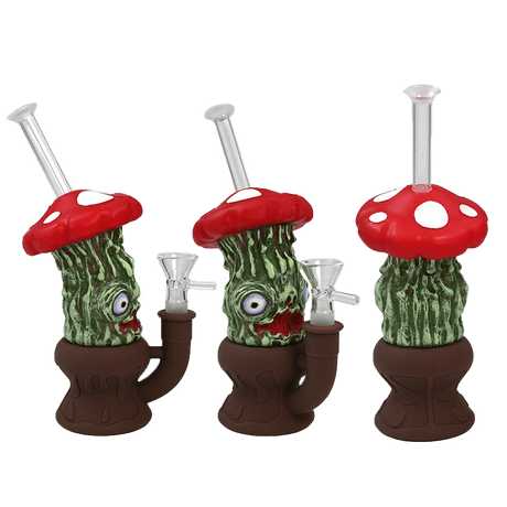 8″ Enameled Mushroom Bong [SMKZ165] Resin · Silicone · Plastic Bong Canadian Distributor Red