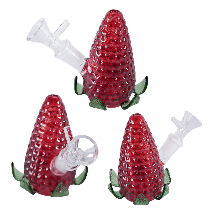 4″ Upright Strawberry Glass Bubbler – Red [SMKZ178] Glass Bong Canadian Distributor