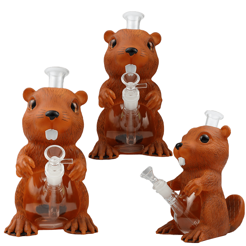 9" Arsenal Beaver Buddy Waterpipe – Brown [SMKZ184] Resin · Silicone · Plastic Bong Canadian Distributor