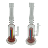 [4 Pack Bundle] 16" Assorted Center Piece Glass Waterpipe – 14mm Bowl Glass Bong ONE Art Sketch