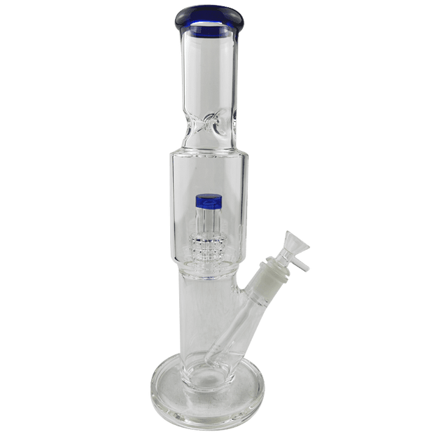 12″ Straight Tube Glass Bong Tire Percolator with Inline Ash Catcher – Dark blue (C2245) Glass Bong Canadian Distributor