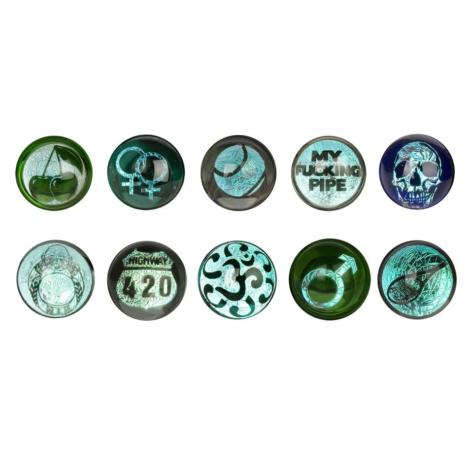 Red Eye Glass® | 4.25" Spoon Hand Pipe W/Flat Mouthpiece & Dichroic Image Marble (Assorted) (Copy) Glass Pipe West Coast Gifts