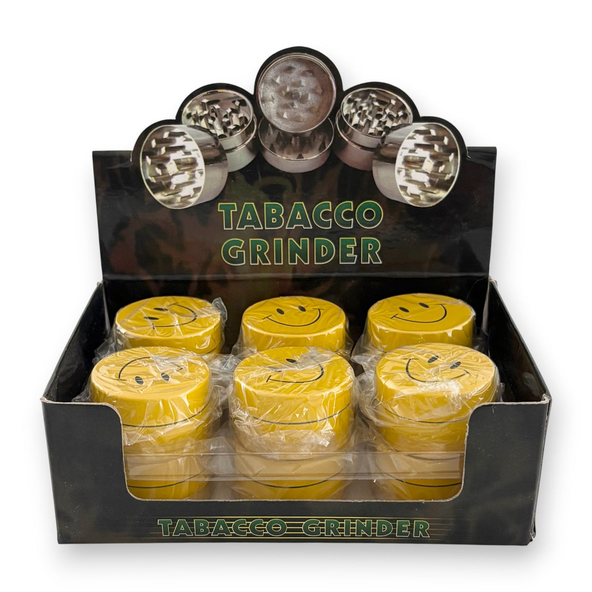 Smiley Face 3-Part Metal Grinders – 40mm-12CT Display Pack Super Supplys Inc
