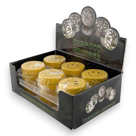 Smiley Face 3-Part Metal Grinders – 40mm-12CT Display Pack Super Supplys Inc