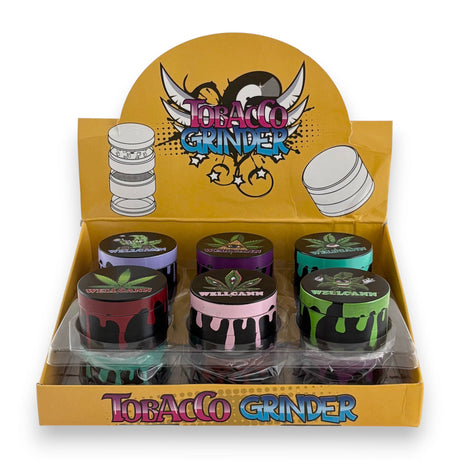 Wellcann | 4-Part Leaf Design Grinders – 50mm-12CT Display Pack Super Supplys Inc