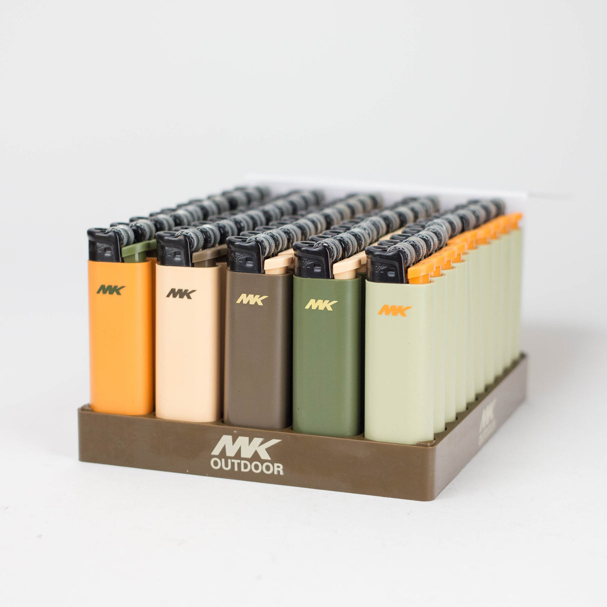 MK Lighter | Outdoor Regular Flame, Flint Strike Disposable Pocket Lighters - Display of 50 Lighter ONE