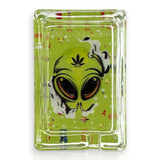 Green Planet Rectangle Glass Ashtrays – 6 Pack Display (85mm)