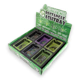 Green Planet Rectangle Glass Ashtrays – 6 Pack Display (85mm)