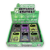 Green Planet Rectangle Glass Ashtrays – 6 Pack Display (85mm)