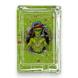 Green Planet Rectangle Glass Ashtrays – 6 Pack Display (85mm)