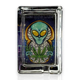 Green Planet Rectangle Glass Ashtrays – 6 Pack Display (85mm)