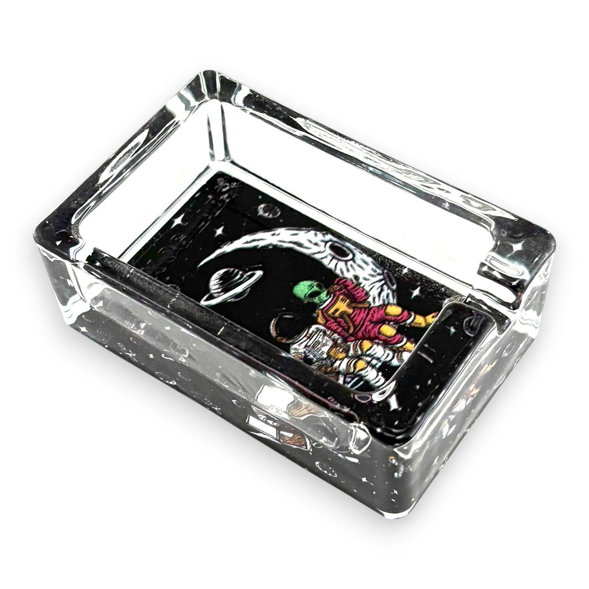 Green Planet Rectangle Glass Ashtrays – 6 Pack Display (85mm)