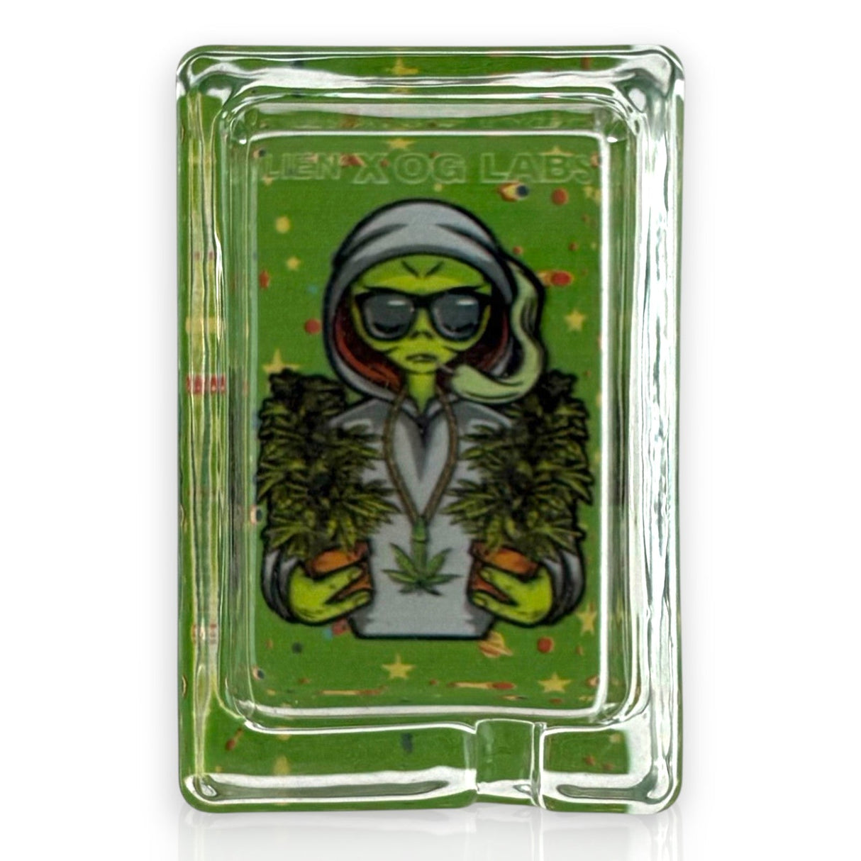 Green Planet Rectangle Glass Ashtrays – 6 Pack Display (85mm)