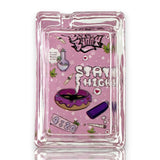 Green Planet Rectangle Glass Ashtrays – Pink Design Series (6 Pack Display)