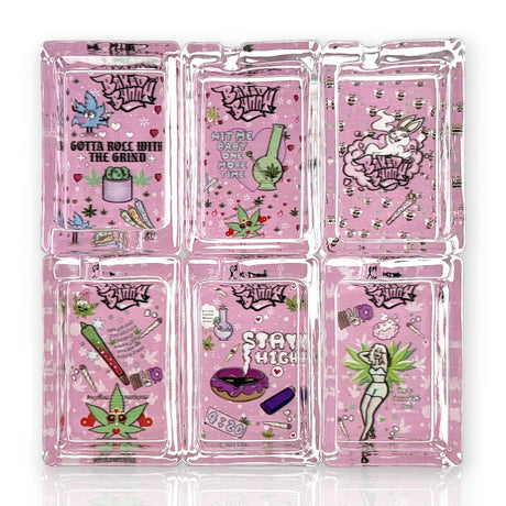 Green Planet Rectangle Glass Ashtrays – Pink Design Series (6 Pack Display)