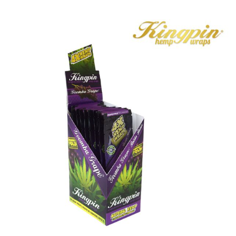 KINGPIN HEMP WRAPS[ SMK916 ] - 25 packs Leaf Wrap NIBO Distribution GOOMBAGRAPE