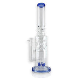 16" Straight Shooter Water Pipe with Screw Percolators - Blue Glass Bong Super Supplys Inc