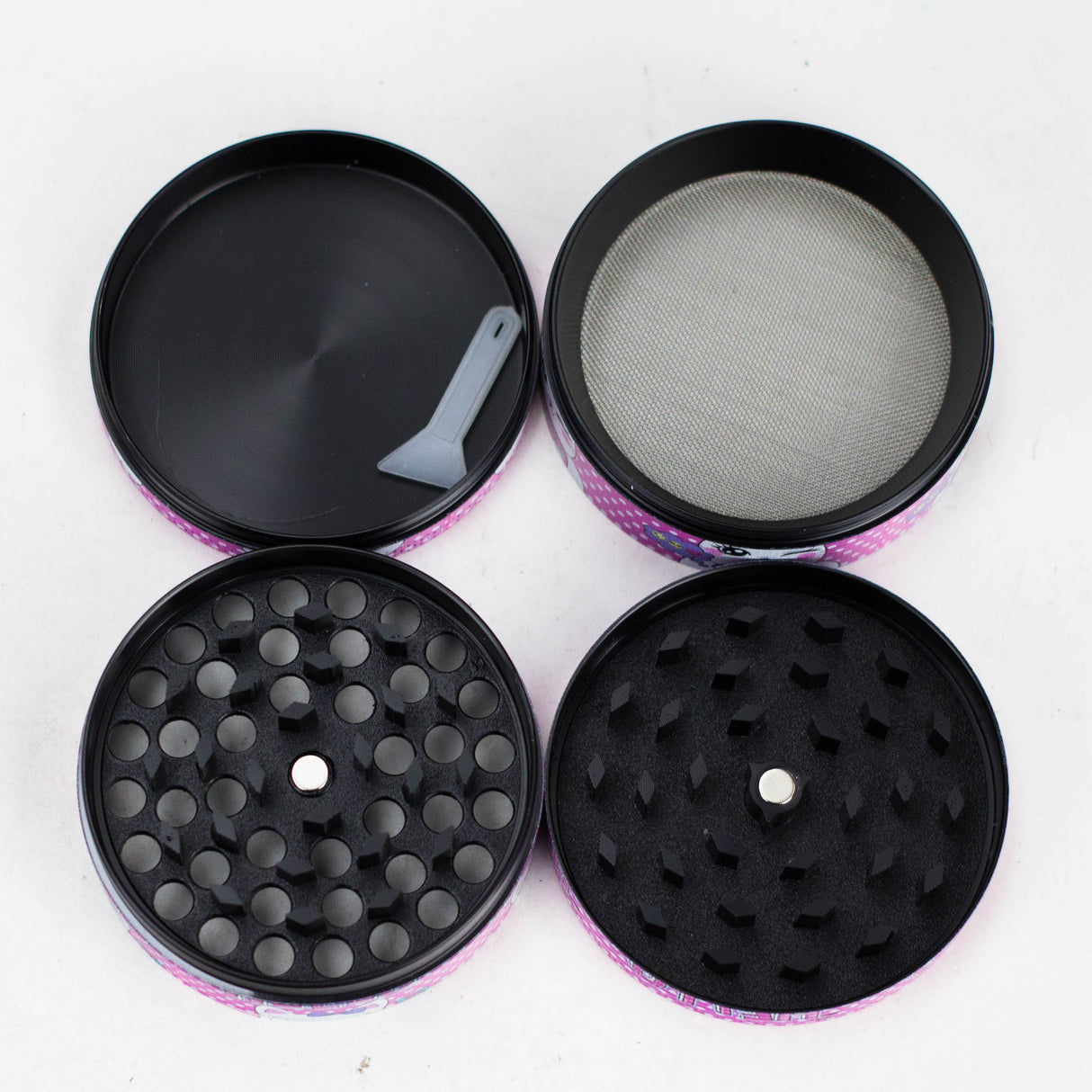 2.5" 4-Layer Kitty Design Metal Herb Grinder (Box of 6) Display Pack 777 Smoke