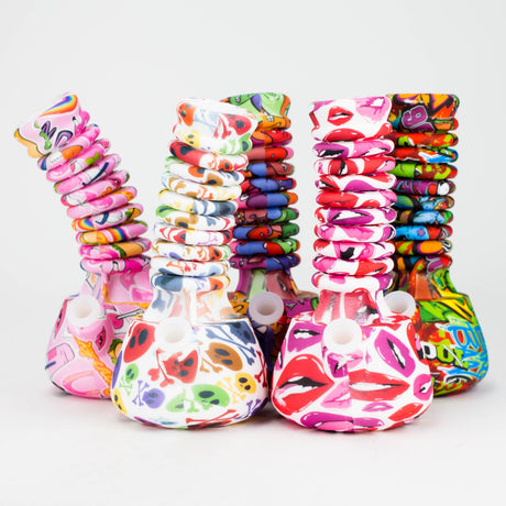 9"-15" extendable silicone water bong Silicone Bongs 777 Smoke