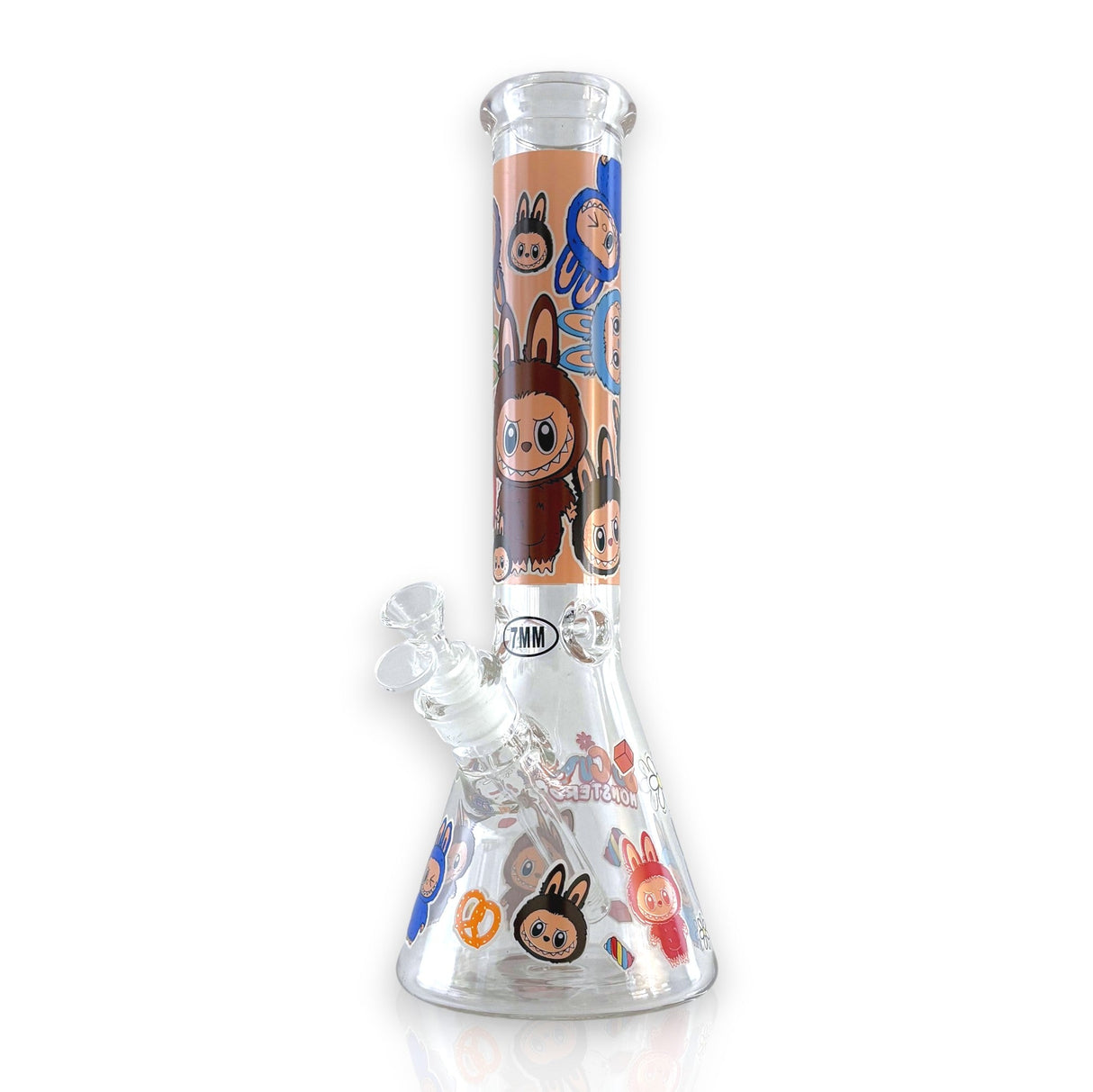 14" 7MM “Cute Monster Crew” Heavy-Duty Beaker Water Pipe Glass Bong Super Supplys Inc Design B