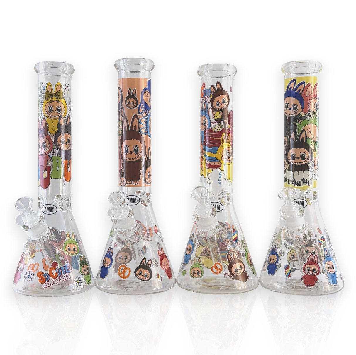 14" 7MM “Cute Monster Crew” Heavy-Duty Beaker Water Pipe Glass Bong Super Supplys Inc