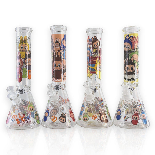 14" 7MM “Cute Monster Crew” Heavy-Duty Beaker Water Pipe Glass Bong Super Supplys Inc