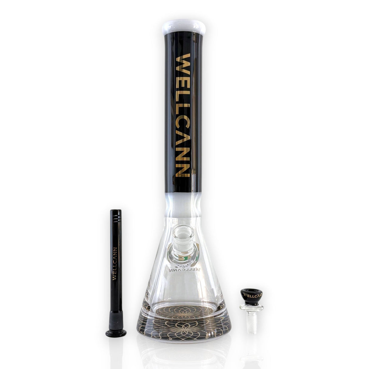 Wellcann | 16" Heavy-Duty 7MM Beaker Water Pipe – Extra Thick Base-Black Glass Bong Super Supplys Inc