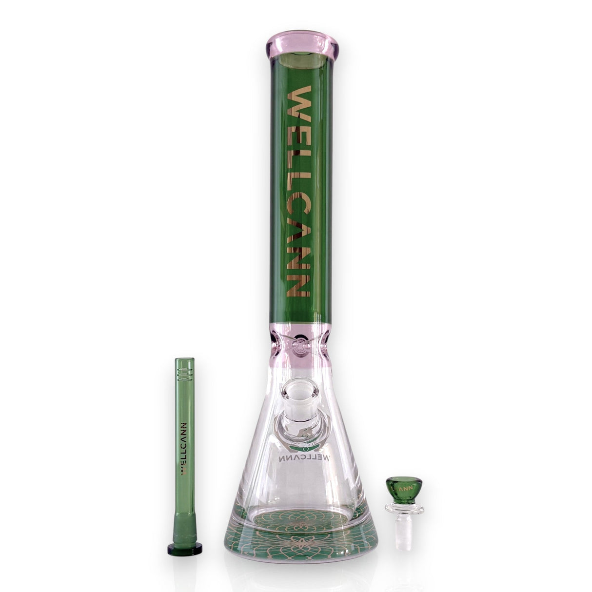 Wellcann | 16" Heavy-Duty 7MM Beaker Water Pipe – Extra Thick Base-Green Glass Bong Super Supplys Inc