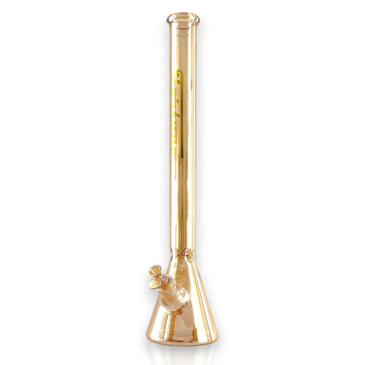 Fortune | 24" Electroplated 7MM Beaker Water Pipe Glass Bong Fortune Gold Chrome