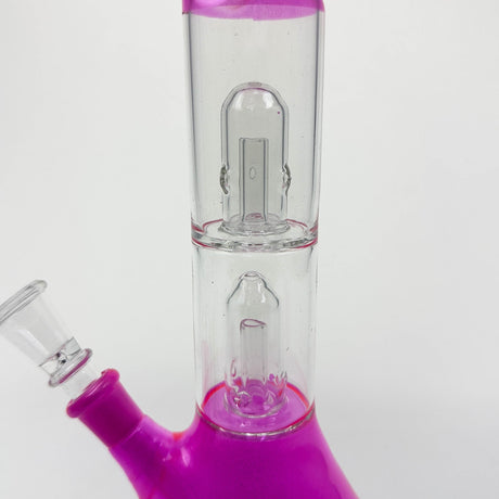 12" Dual Percolator Glass Bong – Transparent, Assorted Colors Glass Bong RMG WHOLESALE