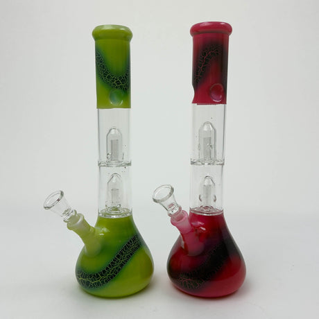 12" Dual Percolator Glass Bong – Assorted Colors Glass Bong RMG WHOLESALE