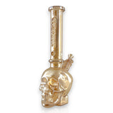 Fortune | 14" Electroplated 7MM Skull Bong Glass Bong Fortune Gold Chrome