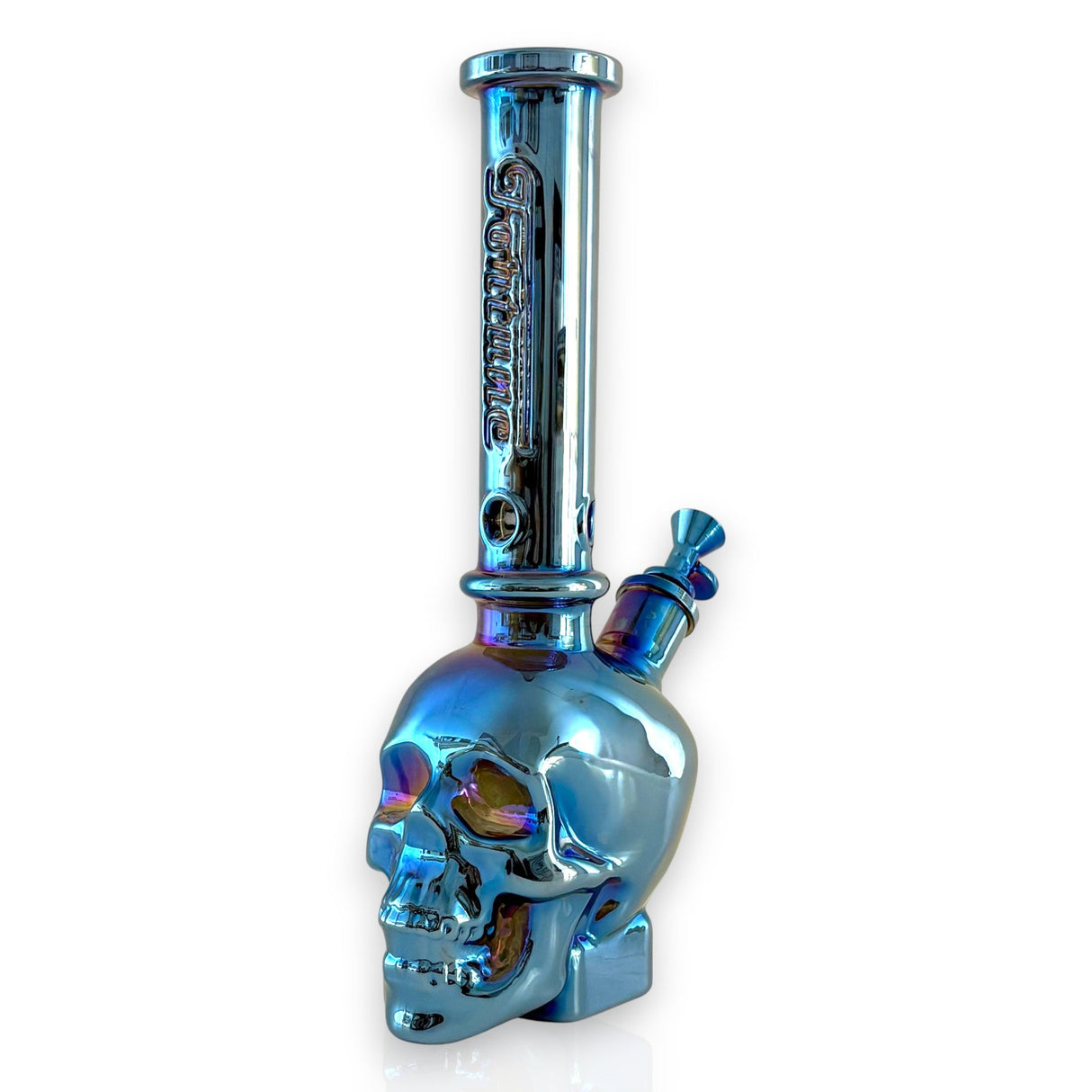 Fortune | 14" Electroplated 7MM Skull Bong Glass Bong Fortune Electric Blue